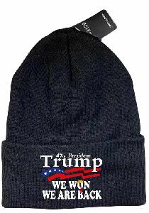 Trump "We Won - We Are Back" Winter Beanie Hats - Black